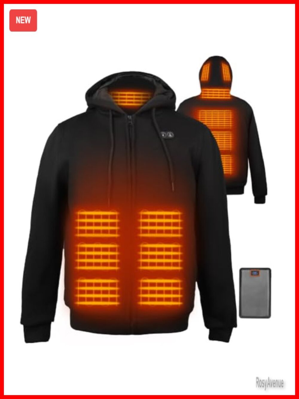 Heated Hoodie with Battery Pack 16000mAh Thermal Zip Sweatshirt